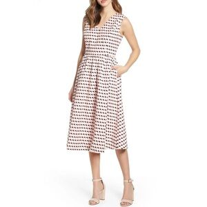 1901 Pink and Black Geometric A Line Dress